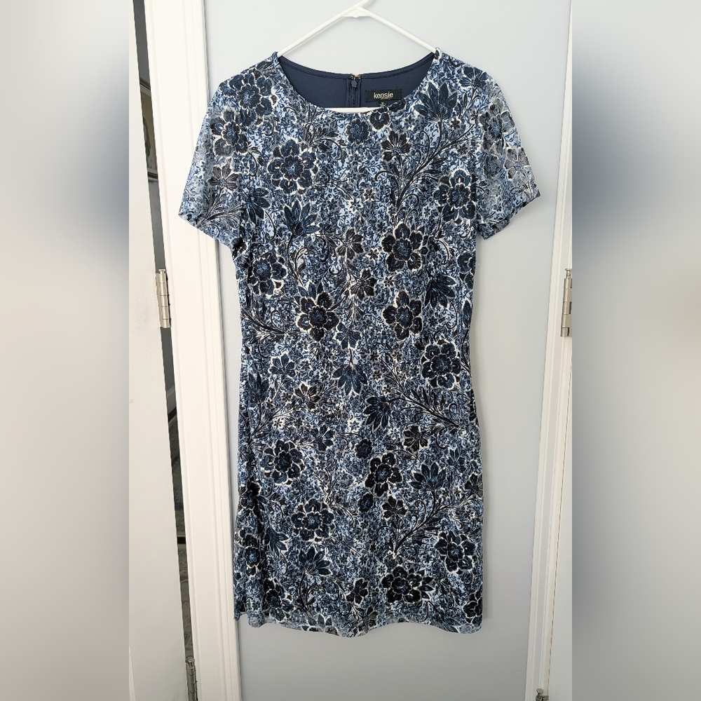 Kensie Navy and White Floral Dress, Size 10